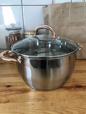 Кастрюля нержавеющая сталь, 5.9 л, с крышкой, крышка стекло, Daniks, Мадрид Gold, SD-324G, индукция - фото 6 от пользователя