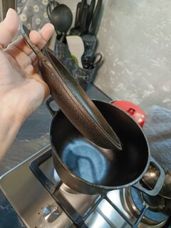Кастрюля чугун, 4 л, с крышкой, крышка чугун, с крышкой-сковородой, Гардарика, 1304-4, индукция - фото 3 от пользователя