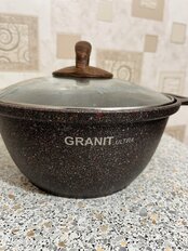 Кастрюля алюминий, антипригарное покрытие, 2 л, с крышкой, крышка стекло, круглая, Kukmara, Granit Ultra, кга22а, красная - фото 6 от пользователя