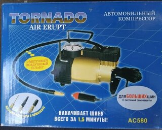 Компрессор автомобильный Tornado, АC-580, 30 л/мин, 12 В, 7 атм, 110 Вт, к прикуривателю, 150 PSI, КА-00058565 - фото 3 от пользователя