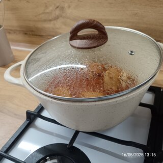 Кастрюля алюминий, антипригарное покрытие, 4 л, с крышкой, крышка стекло, Гурман, Estima, ГМк403 ЭБИ, бежевая, индукция - фото 4 от пользователя