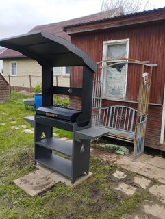 Мангал 1582х850х1026х2010 мм, 3 мм, разборный, полки, стационарная крыша, Gratar, Professional Stan, PSR 3000 - фото 1 от пользователя