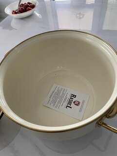 Кастрюля эмалированная сталь, 5 л, с крышкой, крышка сталь, ручки золотые, RasheL, R1622, кремовая, индукция - фото 3 от пользователя