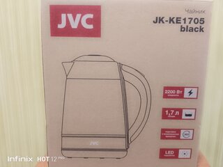 Чайник электрический JVC, JK-KE1705, черный, 1.7 л, 2200 Вт, скрытый нагревательный элемент, стекло - фото 8 от пользователя