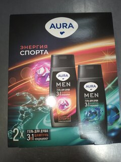 Набор подарочный для мужчин, Aura, Энергия спорта, гель для душа 3в1, 250 мл + гель для душа 3в1, 250 мл - фото 1 от пользователя