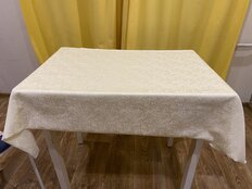 Скатерть 137х183 см, 100% полиэстер, Люкс Цветок, топленое молоко, Y8-2732 - фото 1 от пользователя