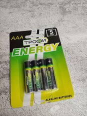 Батарейка Трофи, ААА (LR03, 24A), Energy Alkaline, щелочная, 1.5 В, блистер, 4 шт, Б0017044 - фото 5 от пользователя