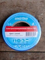 Изолента ПВХ, 15 мм, синяя, 20 м, Smartbuy, SBE-IT-15-20-db - фото 1 от пользователя