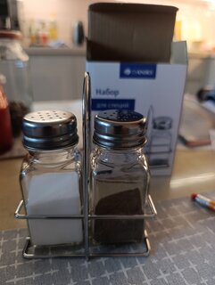 Набор для специй стекло, металл, 9.5 см, 2 шт, с подставкой, Daniks, FPSP/2T - фото 9 от пользователя