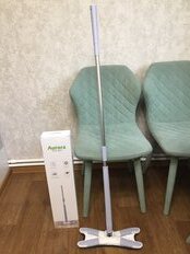 Швабра плоская, микрофибра, 130х36х14 см, серая, с вертикальным отжимом, телескопическая ручка, Y4-6717 - фото 8 от пользователя