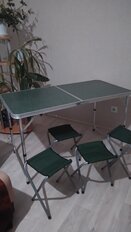 Стол складной металл, прямоугольный, 120х60х68.5 см, столешница МДФ, зеленый, Green Days, 4 стула - фото 2 от пользователя