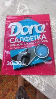 Салфетка для экранов и мониторов электротехники, микрофибра, 30х30 см, Dora, 2001-006 - фото 4 от пользователя