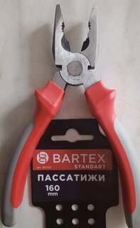 Пассатижи 160 мм, прямые, двухкомпонентный, углеродистая сталь, Bartex, Стандарт, 110012 - фото 2 от пользователя