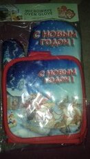 Набор кухонный 2 шт, 17х25 см + 17х17 см (варежка, прихватка), 100% полиэстер, С новым годом, Оленья упряжка - фото 7 от пользователя