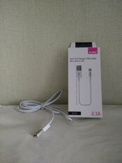 Кабель USB, OLMIO, Apple Lightning, 2.1 А, 1 м, белый, 038655 - фото 9 от пользователя