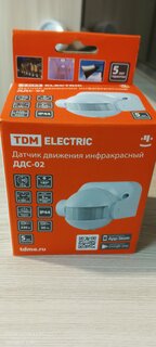 Датчик движения настенный, 1100 Вт, 5-480 с, 12 м, 180 °, IP44, 5+ лк, TDM Electric, ДДС-02, SQ0324-0007 - фото 2 от пользователя