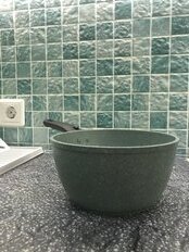 Кастрюля алюминий, антипригарное покрытие, 1.5 л, с крышкой, крышка стекло, литая, со съемной ручкой, Kukmara, Фисташковый Мрамор, кмф17а, фисташковая - фото 2 от пользователя