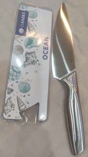 Нож кухонный Daniks, Ocean, шеф-нож, нержавеющая сталь, 20 см, рукоятка нержавеющая сталь, YW-A429B-CH - фото 4 от пользователя