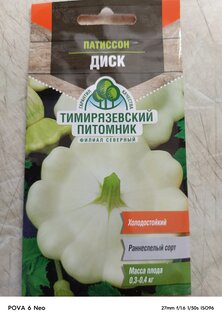 Семена Патиссон, Диск, 2 г, цветная упаковка, Тимирязевский питомник - фото 8 от пользователя