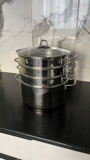 Мантоварка нержавеющая сталь, 26 см, 6 л, 4 секции, Kukmara, крышка стекло, индукция, STM602603G - фото 4 от пользователя