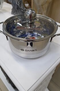 Кастрюля нержавеющая сталь, 1.8 л, с крышкой, крышка стекло, Daniks, Бонн, GS-01319-16CA, индукция - фото 5 от пользователя