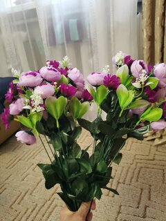 Цветок искусственный пасхальный, Роза, 13 веток, 55 см, в ассортименте, F49-138 - фото 2 от пользователя