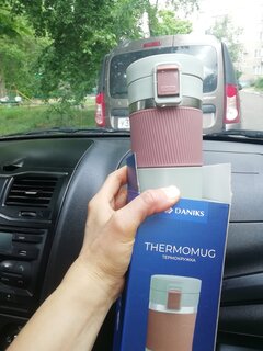 Термокружка нержавеющая сталь, пластик, 0.43 л, Daniks, колба нержавеющая сталь, бежевый, фисташковая, JS-002-pistachios-beige - фото 2 от пользователя