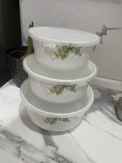 Салатник стеклокерамика, круглый, 3 шт, 19, 16, 14 см, 0.5, 0.8, 1.4 л, с крышкой, Оазис, Daniks, BY14HDW-3-T36 - фото 5 от пользователя