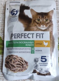 Корм для животных Perfect Fit, 75 г, для стерилизованных кошек и кастрированных котов, кусочки в соусе, курица, N1798 - фото 1 от пользователя