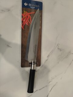 Нож кухонный Daniks, Скара, шеф-нож, нержавеющая сталь, 20 см, рукоятка пластик, YW-A341-CH - фото 6 от пользователя