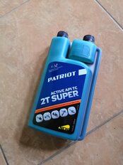 Масло машинное полусинтетическое, для двухтактного двигателя, Patriot, Power Super Active 2T, 0.946 л, с дозатором, 850030569 - фото 3 от пользователя