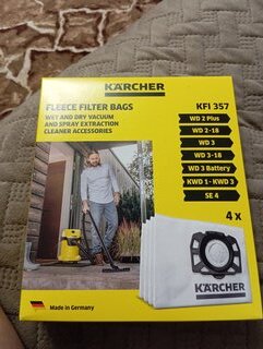 Мешок для пылесоса Karcher, синтетический, 4 шт, для WD 2 Plus/3, 2.863-314.0, нетк.мат - фото 1 от пользователя