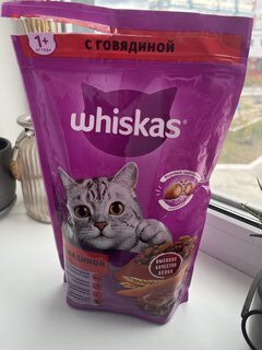 Корм для животных Whiskas, 350 г, для взрослых кошек 1+, сухой, говядина, подушечки с паштетом, пакет, G3650 - фото 1 от пользователя