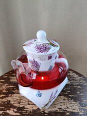 Чайник заварочный стекло, керамика, 0.7 л, с ситечком, с подставкой для подогрева, Y6-2602 - фото 2 от пользователя