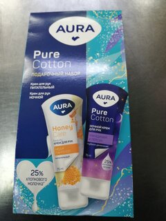 Набор подарочный для женщин, Aura, Pure Cotton, крем для рук питательный, 75 мл + крем для рук ночной, 75 мл - фото 9 от пользователя