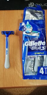 Станок для бритья Gillette, Blue Simple3, для мужчин, 3 лезвия, 4 шт, одноразовые, BLI-81631554 - фото 3 от пользователя