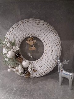 Елочное украшение Эко коллекция, Ангел, бежевое, 8x6.5 см, МДФ, Y4-8489 - фото 5 от пользователя