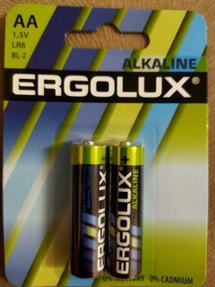 Батарейка Ergolux, АА (LR6, 15A), Alkaline, щелочная, 1.5 В, блистер, 2 шт, 11747 - фото 1 от пользователя