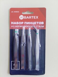 Набор пинцетов нержавеющая сталь, 4 шт, Bartex - фото 4 от пользователя