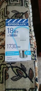 Лампа светодиодная E27, 18 Вт, 180 Вт, 220 В, груша, 4500 К, нейтральный белый свет, Ergolux - фото 8 от пользователя