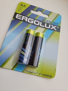 Батарейка Ergolux, АА (LR6, 15A), Alkaline, щелочная, 1.5 В, блистер, 2 шт, 11747 - фото 1 от пользователя