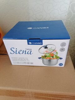 Кастрюля нержавеющая сталь, 3.9 л, с крышкой, крышка стекло, Daniks, Сиена, SD-A93-20, индукция - фото 5 от пользователя