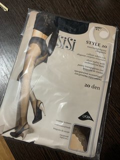 Колготки Sisi, Style, 20 DEN, р. 4, nero/черные, с ажурными трусиками и прозрачным мыском - фото 2 от пользователя