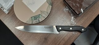 Нож кухонный Daniks, Классик, шеф-нож, нержавеющая сталь, 20 см, рукоятка пластик, YW-A111-UT - фото 6 от пользователя