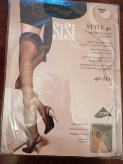 Колготки Sisi, Style, 40 DEN, р. 4, nero/черные, с ажурными трусиками и прозрачным мыском - фото 3 от пользователя