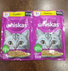 Корм для животных Whiskas, 75 г, для взрослых кошек 1+, кусочки в желе, курица, пауч, G8459 - фото 9 от пользователя