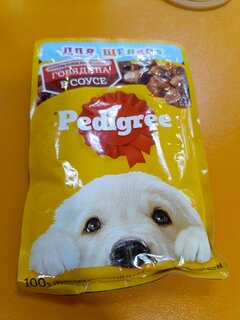 Корм для животных Pedigree, 85 г, для щенков всех пород, кусочки в желе, говядина, пауч, 47467/7699 - фото 3 от пользователя