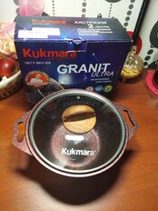 Кастрюля алюминий, антипригарное покрытие, 2 л, с крышкой, крышка стекло, круглая, Kukmara, Granit Ultra, кга22а, красная - фото 7 от пользователя