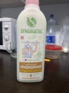 Кондиционер для белья Synergetic, 1 л, Миндальное молочко, концентрат - фото 2 от пользователя