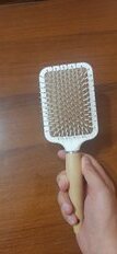 Расческа массажная, 25х8.5 см, пластик, деревянная ручка, квадратная, Y9-114 - фото 5 от пользователя